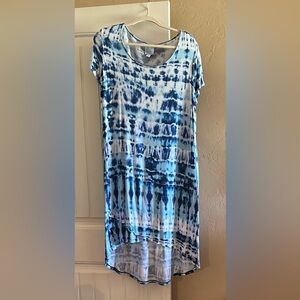 Sunday Blue and White Tie-Dye Dress